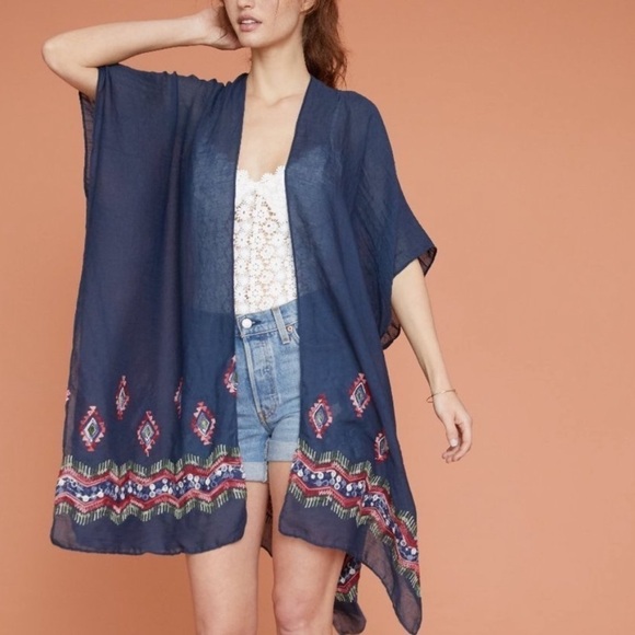 Summer & Rose Embroidered Boho Aztec Kimono OS - Picture 5 of 8